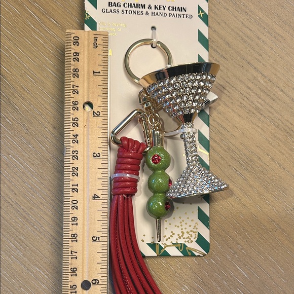 Piper K Martini and Olives Red and Green Bag Charm/Key Chain - Picture 6 of 6